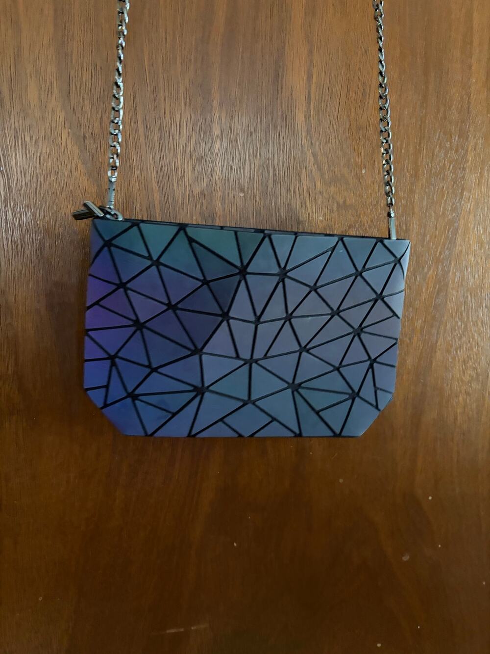 LOVEVOOK Geometric Crossbody Bag Iridescent Purple Blue Chain Strap Purse